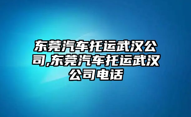 東莞汽車托運(yùn)武漢公司,東莞汽車托運(yùn)武漢公司電話