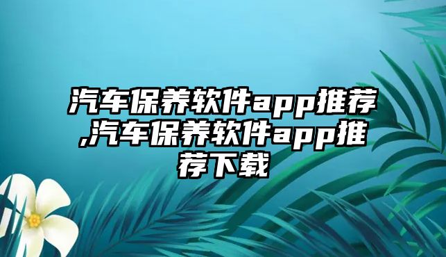 汽車保養(yǎng)軟件app推薦,汽車保養(yǎng)軟件app推薦下載