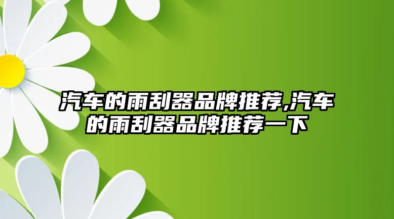 汽車的雨刮器品牌推薦,汽車的雨刮器品牌推薦一下