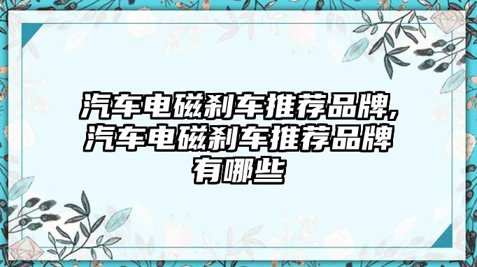 汽車電磁剎車推薦品牌,汽車電磁剎車推薦品牌有哪些