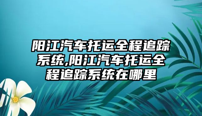 陽江汽車托運全程追蹤系統(tǒng),陽江汽車托運全程追蹤系統(tǒng)在哪里