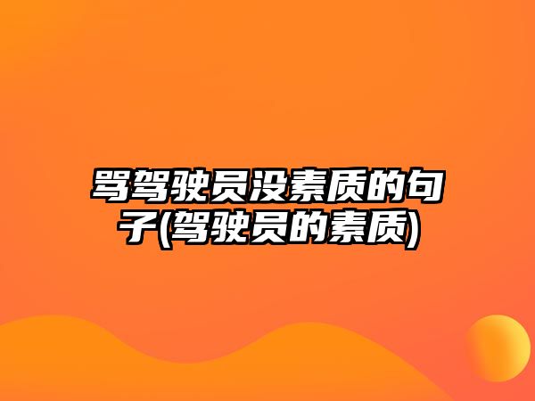 罵駕駛員沒素質(zhì)的句子(駕駛員的素質(zhì))