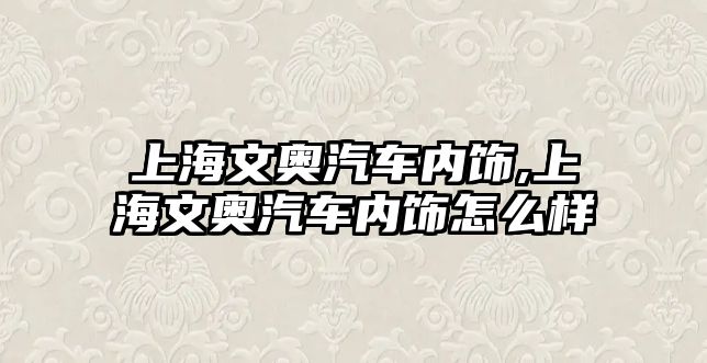 上海文奧汽車內飾,上海文奧汽車內飾怎么樣