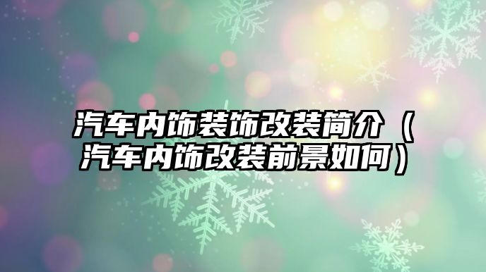 汽車內(nèi)飾裝飾改裝簡(jiǎn)介（汽車內(nèi)飾改裝前景如何）