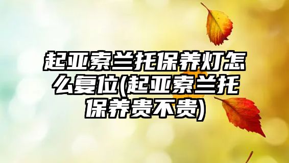 起亞索蘭托保養(yǎng)燈怎么復(fù)位(起亞索蘭托保養(yǎng)貴不貴)