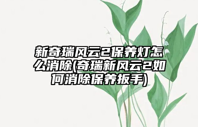 新奇瑞風(fēng)云2保養(yǎng)燈怎么消除(奇瑞新風(fēng)云2如何消除保養(yǎng)扳手)