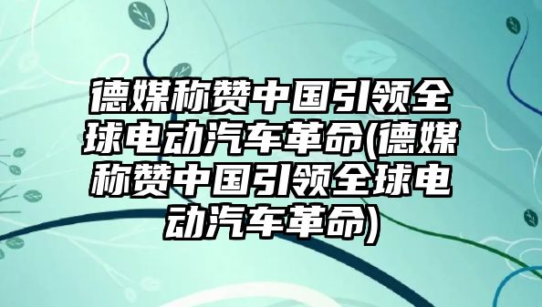 德媒稱贊中國引領全球電動汽車革命(德媒稱贊中國引領全球電動汽車革命)