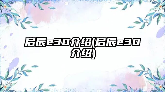 啟辰e30介紹(啟辰e30介紹)