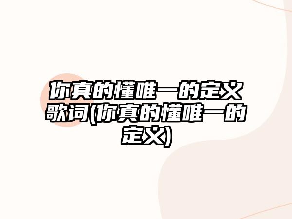 你真的懂唯一的定義歌詞(你真的懂唯一的定義)