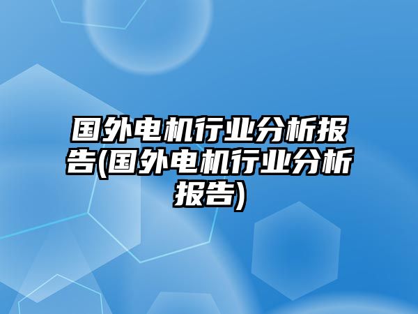 國外電機(jī)行業(yè)分析報(bào)告(國外電機(jī)行業(yè)分析報(bào)告)