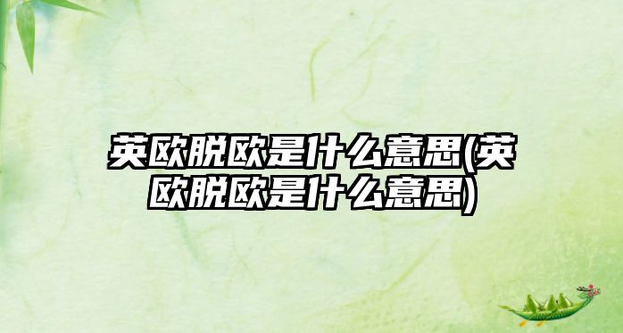 英歐脫歐是什么意思(英歐脫歐是什么意思)