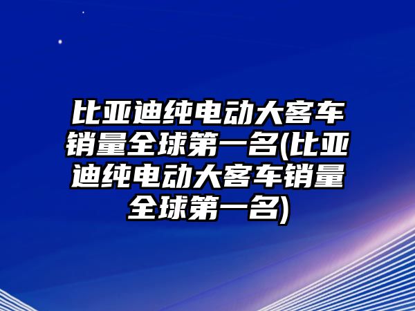 比亞迪純電動(dòng)大客車(chē)銷(xiāo)量全球第一名(比亞迪純電動(dòng)大客車(chē)銷(xiāo)量全球第一名)