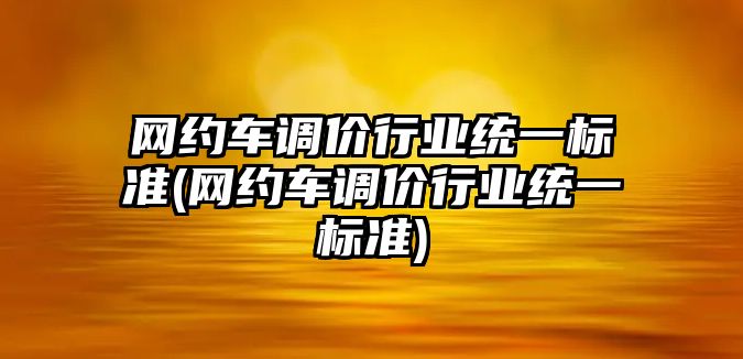 網(wǎng)約車調價行業(yè)統(tǒng)一標準(網(wǎng)約車調價行業(yè)統(tǒng)一標準)