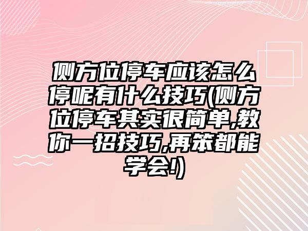 側(cè)方位停車(chē)應(yīng)該怎么停呢有什么技巧(側(cè)方位停車(chē)其實(shí)很簡(jiǎn)單,教你一招技巧,再笨都能學(xué)會(huì)!)