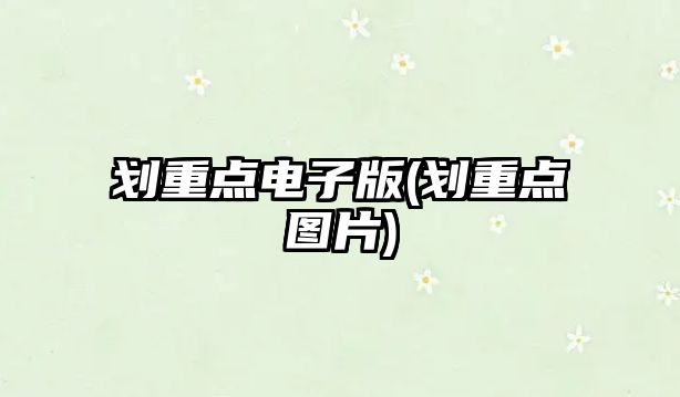 劃重點電子版(劃重點圖片)