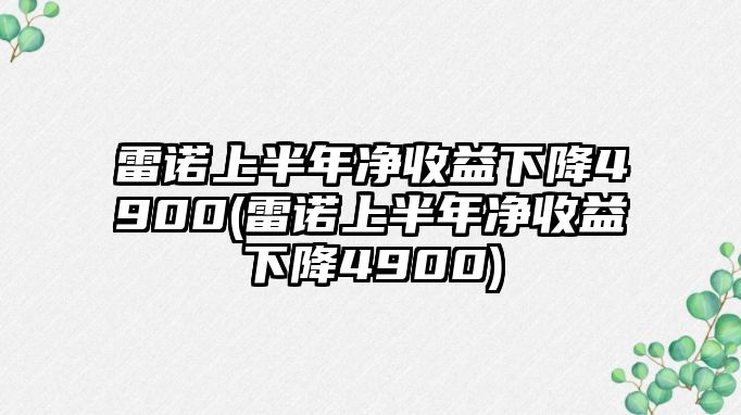 雷諾上半年凈收益下降4900(雷諾上半年凈收益下降4900)