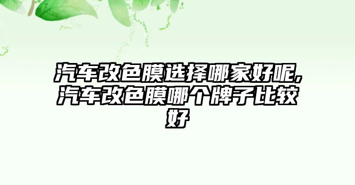 汽車改色膜選擇哪家好呢,汽車改色膜哪個(gè)牌子比較好