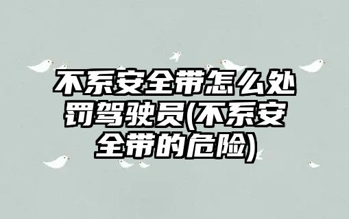 不系安全帶怎么處罰駕駛員(不系安全帶的危險(xiǎn))