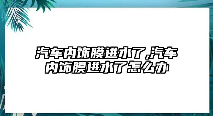 汽車內(nèi)飾膜進(jìn)水了,汽車內(nèi)飾膜進(jìn)水了怎么辦