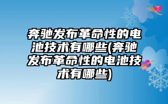 奔馳發(fā)布革命性的電池技術有哪些(奔馳發(fā)布革命性的電池技術有哪些)