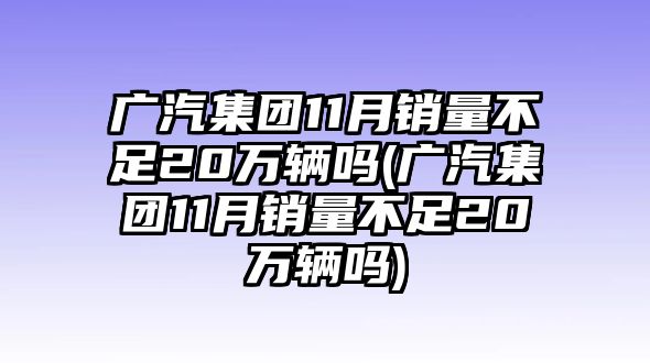 廣汽集團(tuán)11月銷量不足20萬輛嗎(廣汽集團(tuán)11月銷量不足20萬輛嗎)