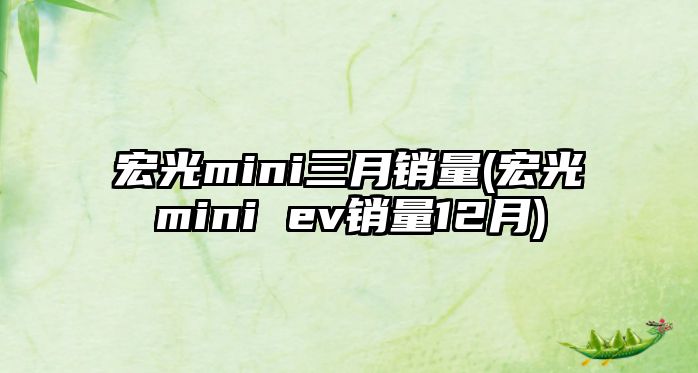 宏光mini三月銷量(宏光mini ev銷量12月)