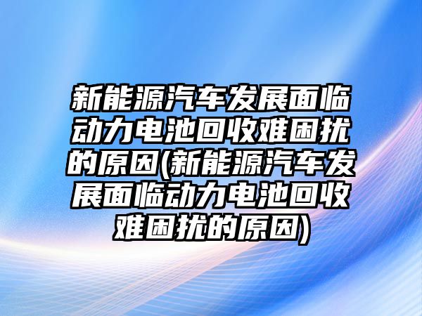 新能源汽車發(fā)展面臨動力電池回收難困擾的原因(新能源汽車發(fā)展面臨動力電池回收難困擾的原因)