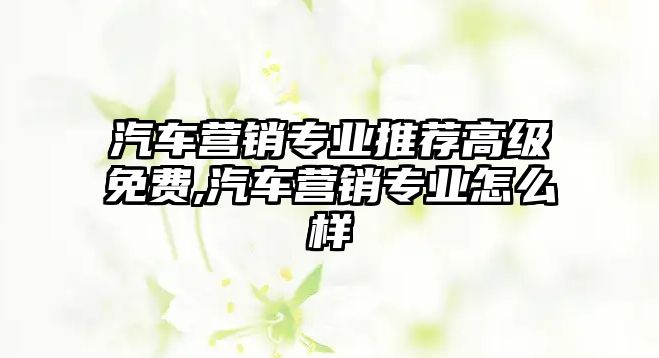 汽車營銷專業(yè)推薦高級免費,汽車營銷專業(yè)怎么樣