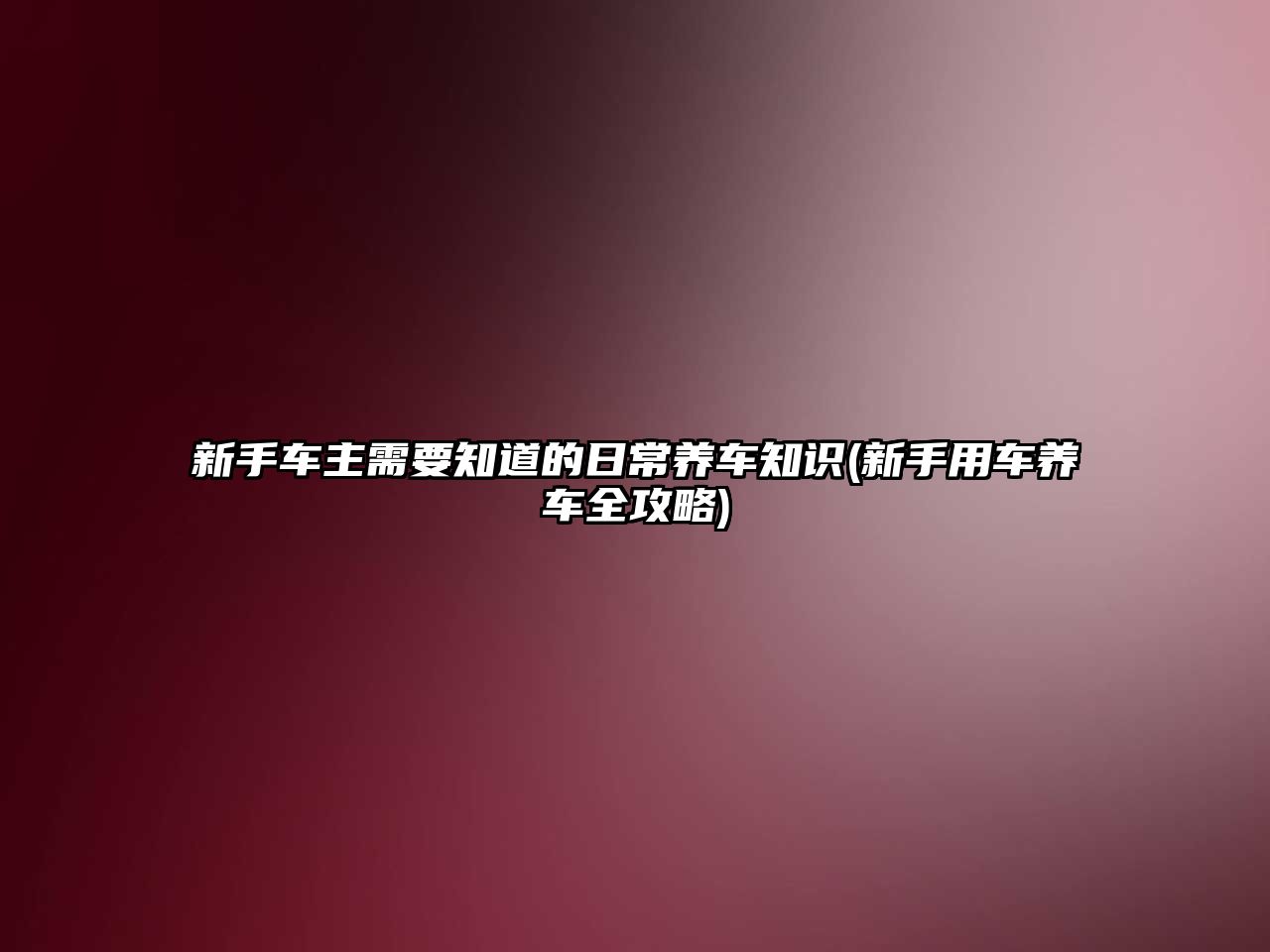 新手車主需要知道的日常養(yǎng)車知識(新手用車養(yǎng)車全攻略)