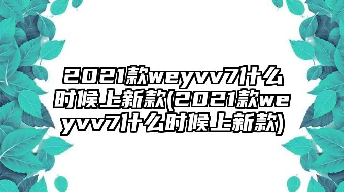 2021款weyvv7什么時候上新款(2021款weyvv7什么時候上新款)