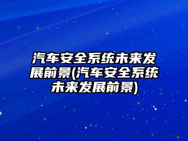 汽車安全系統(tǒng)未來發(fā)展前景(汽車安全系統(tǒng)未來發(fā)展前景)