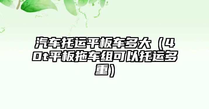 汽車托運(yùn)平板車多大（40t平板拖車組可以托運(yùn)多重）