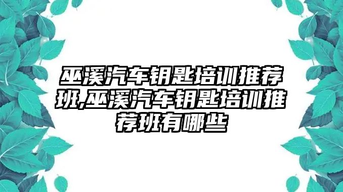 巫溪汽車鑰匙培訓(xùn)推薦班,巫溪汽車鑰匙培訓(xùn)推薦班有哪些