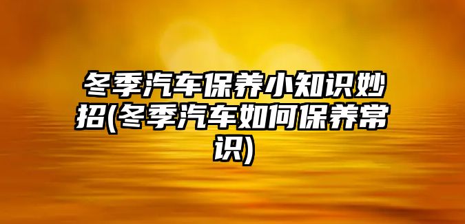 冬季汽車保養(yǎng)小知識(shí)妙招(冬季汽車如何保養(yǎng)常識(shí))