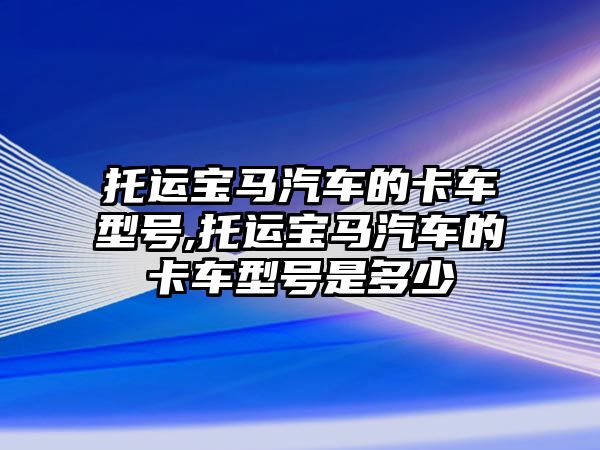 托運寶馬汽車的卡車型號,托運寶馬汽車的卡車型號是多少