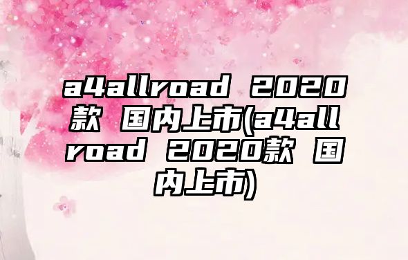 a4allroad 2020款 國內(nèi)上市(a4allroad 2020款 國內(nèi)上市)