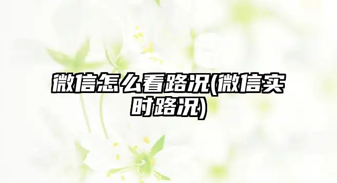 微信怎么看路況(微信實時路況)