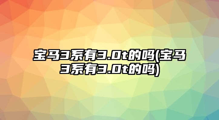 寶馬3系有3.0t的嗎(寶馬3系有3.0t的嗎)