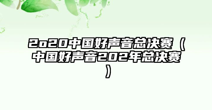 2o20中國(guó)好聲音總決賽（中國(guó)好聲音202年總決賽）