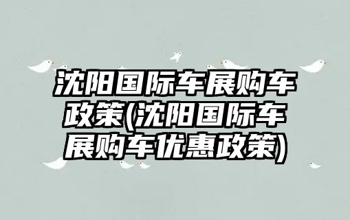 沈陽(yáng)國(guó)際車展購(gòu)車政策(沈陽(yáng)國(guó)際車展購(gòu)車優(yōu)惠政策)