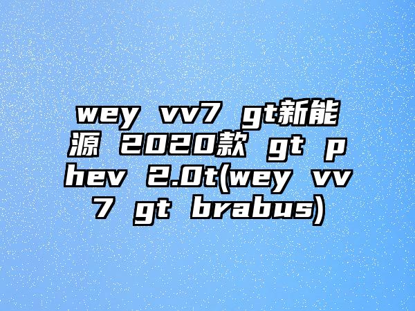 wey vv7 gt新能源 2020款 gt phev 2.0t(wey vv7 gt brabus)