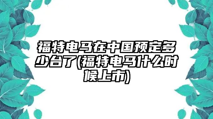 福特電馬在中國預(yù)定多少臺了(福特電馬什么時候上市)