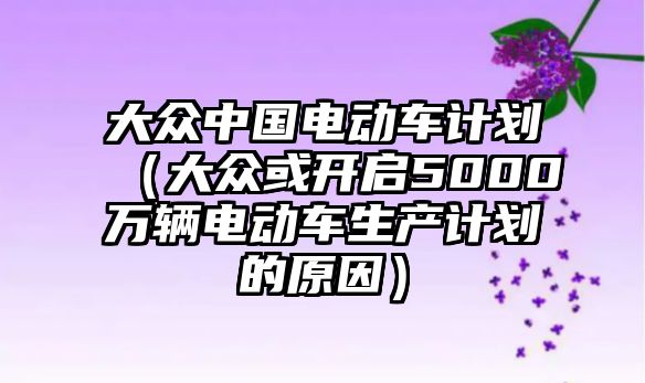 大眾中國電動車計劃（大眾或開啟5000萬輛電動車生產(chǎn)計劃的原因）