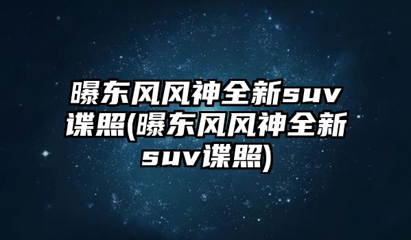 曝東風(fēng)風(fēng)神全新suv諜照(曝東風(fēng)風(fēng)神全新suv諜照)