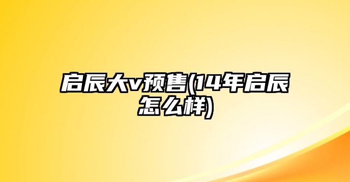 啟辰大v預(yù)售(14年啟辰怎么樣)