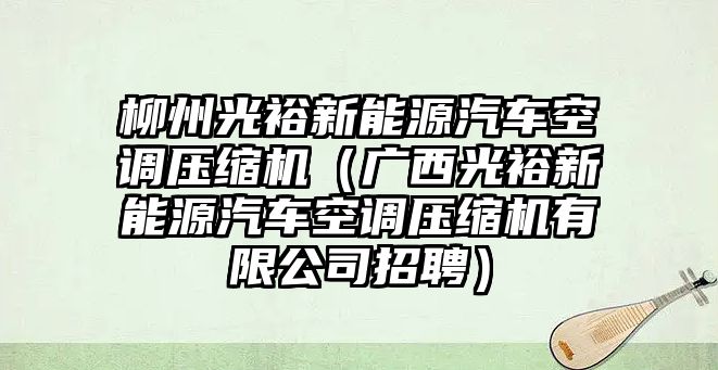 柳州光裕新能源汽車空調(diào)壓縮機（廣西光裕新能源汽車空調(diào)壓縮機有限公司招聘）