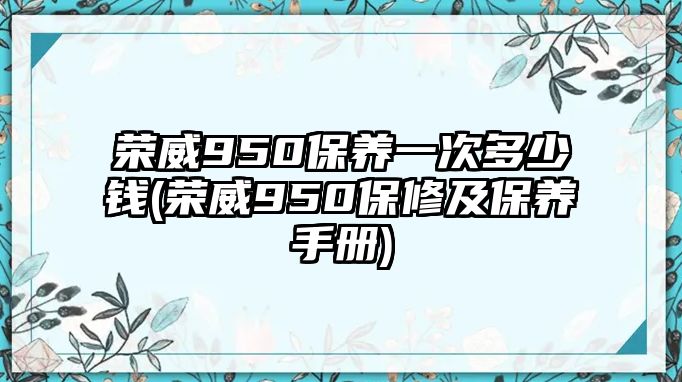 榮威950保養(yǎng)一次多少錢(榮威950保修及保養(yǎng)手冊)