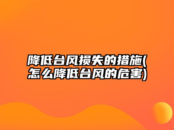 降低臺風(fēng)損失的措施(怎么降低臺風(fēng)的危害)