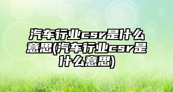 汽車行業(yè)csr是什么意思(汽車行業(yè)csr是什么意思)