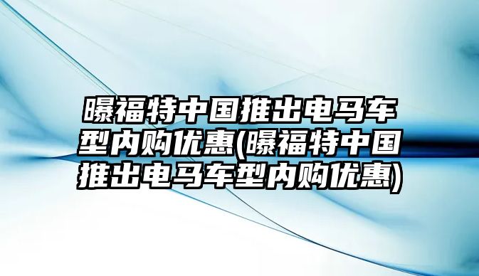 曝福特中國(guó)推出電馬車型內(nèi)購(gòu)優(yōu)惠(曝福特中國(guó)推出電馬車型內(nèi)購(gòu)優(yōu)惠)